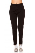 Trendy thermal joggers with contrast stripes Whiteblack